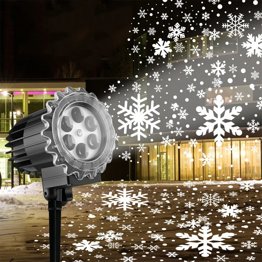 Christmas Snowflake Projector Lights Outdoor Waterproof Rotating Snowfall Projector Lamps for Xmas Patio Landscape Garden Decor