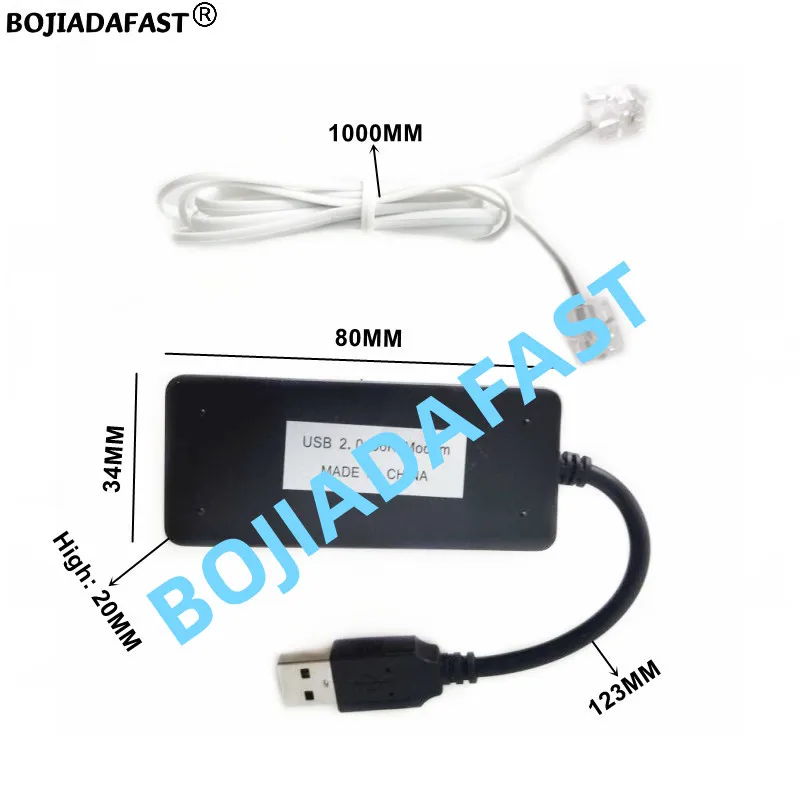 USB 2.0 Type-A Connector Fax Modem With 2 * RJ11 Port Caller ID supports WINDOWS 11 10