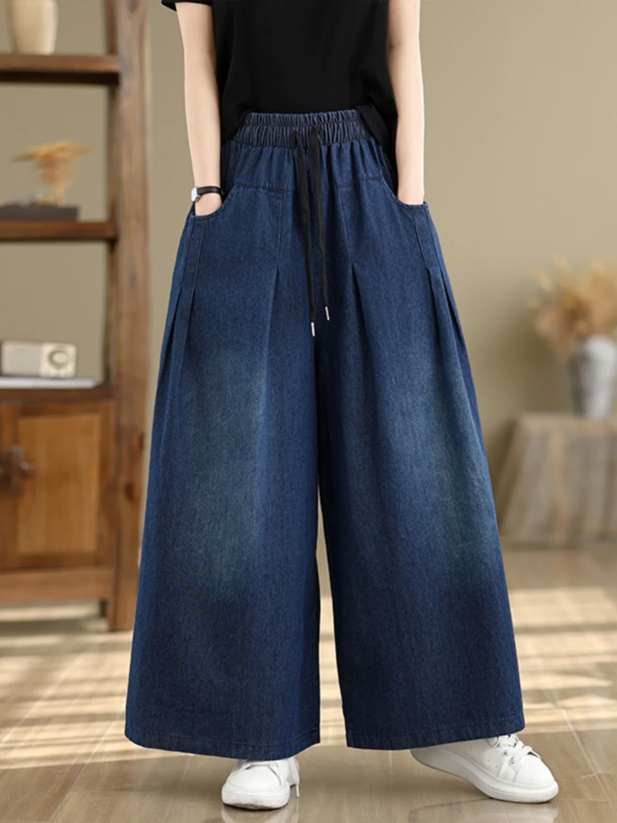 

Женские повседневные джинсы больших размеров с высокой талией, широкими штанинами, свободные брюки, универсальные, прямого кроя, весенняя мода, большие размеры