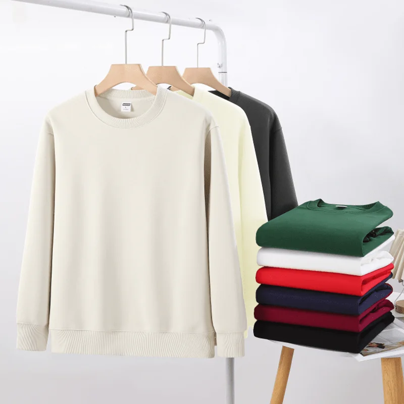 350g Mens Oversized Crew Neck Sweatshirts Cotton Polyester Winter Casual Hoodies Solid DTG Print High Quality Man Plus Size Tops