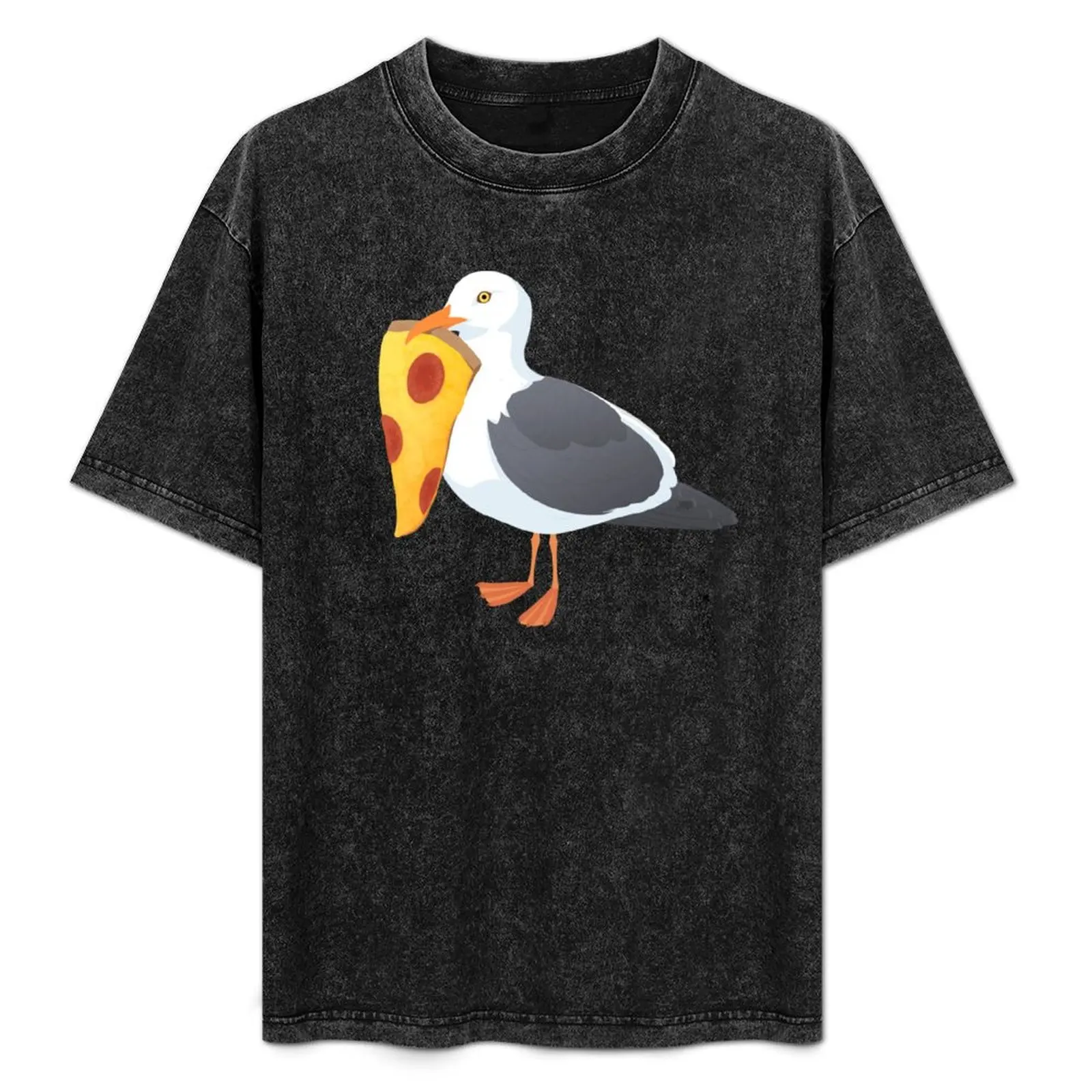 Seagull Pizza T-Shirt Plus Size Street Style Tee