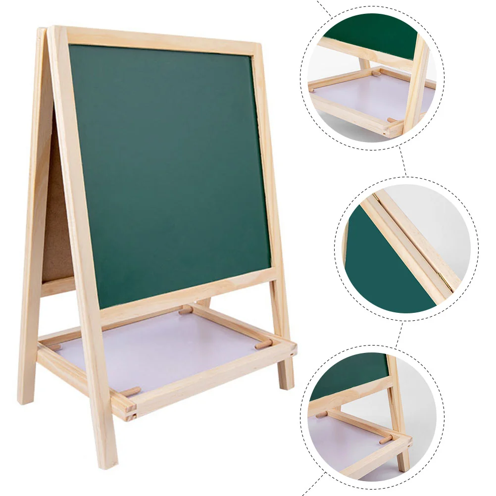 Folding Double Sided Children Blackboard Drawing Graffiti Writing with Rack Wooden Erasable Painting