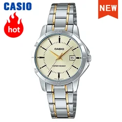 Casio-reloj de cuarzo para mujer, accesorio de marca superior de lujo, resistente al agua hasta 30m, con correa de acero, estilo informal de negocios