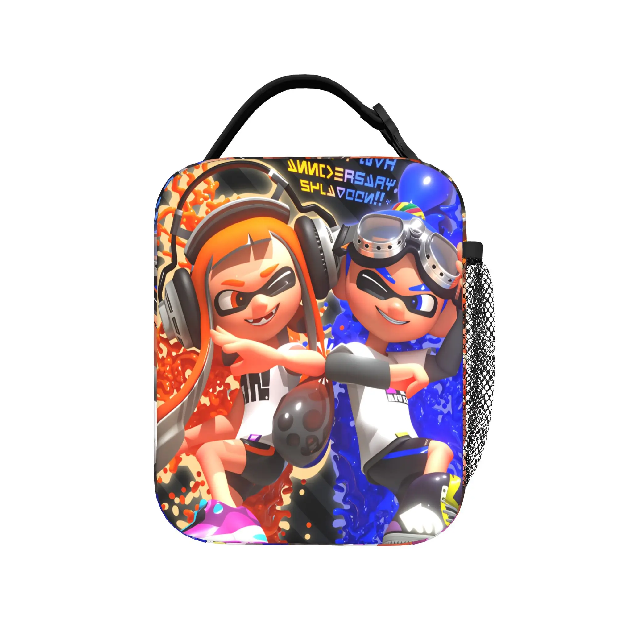 Splatoons Shoot Lunch Bag  Vintage Lunch Box Office Portable Zipper Tote Food Bags For Unisex Oxford Graphic Design Cooler Bag