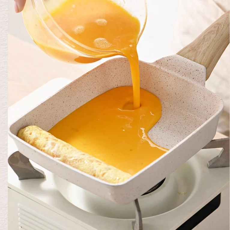 

Yuzi Small Square Frying Pan Maifanshi Egg Roll Household Breakfast Pan High Temperature Resistance