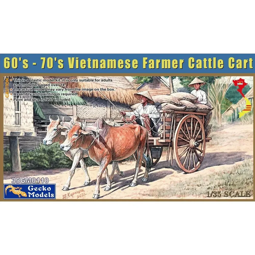 Gecko Models 35GM0110 1/35 60's - 70's Vietnamese Farmer Cattle Cart Set - Assemble Scale Model Kit