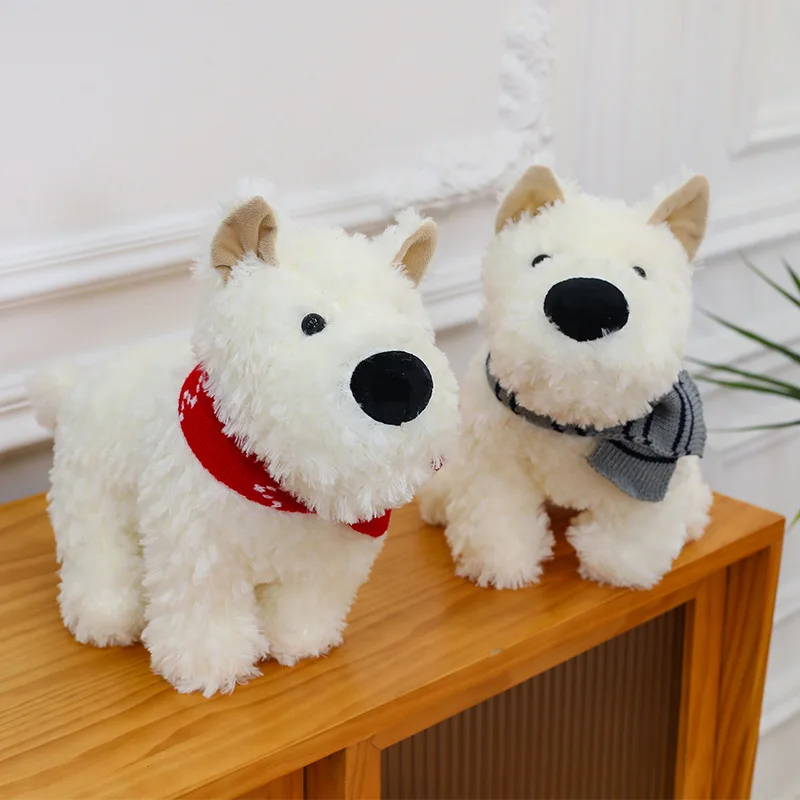 ตุ๊กตาสุนัขเวสตี้น่ารัก ของเล่นตุ๊กตาผ้ากำมะหยี่นุ่ม ของขวัญวันเกิด/คริสต์มาสสำหรับเด็กผู้หญิง ขายส่ง ของเล่นสัตว์นุ่มสำหรับเด็ก