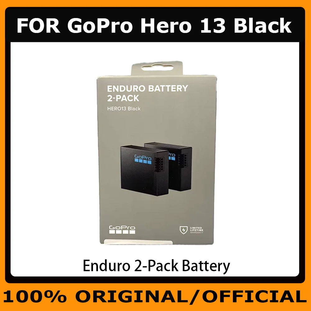 Official & Original GoPro Hero 13 Black Accessories - Enduro Rechargeable Li-Ion Battery 2-Pack, High-Capacity 1900 mAh,