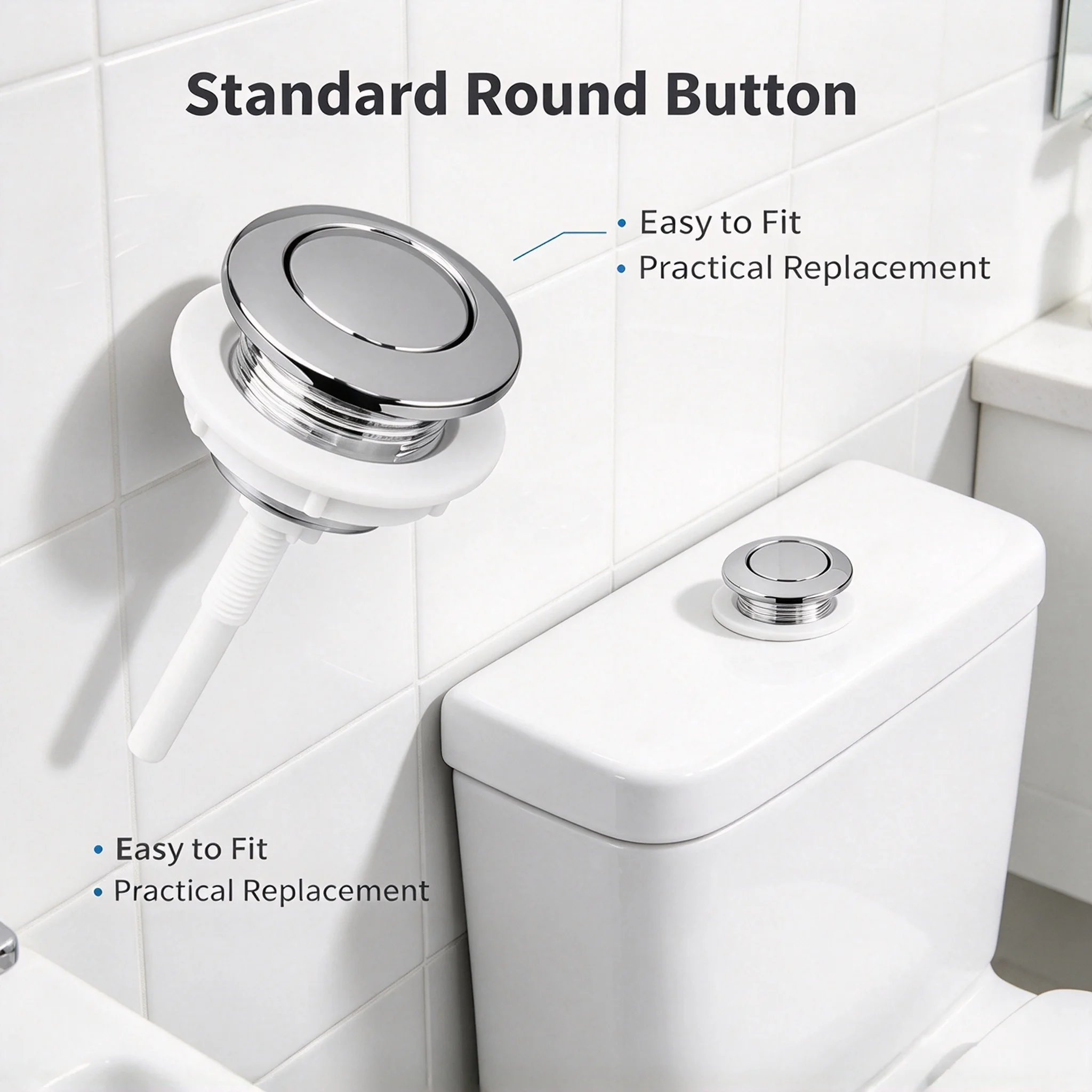 Universal Dual Push Button Toilet Tank Flush Valve 38mm Bathroom Toilet Accessory Dual Button Flush Switch for Most Toilet Water