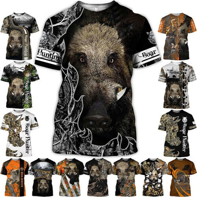 Camo Hunting Animals Wild Boar Women Men T-Shirt 3D Print Short Sleeve Tee Tops Casual O Neck Streetwear T Shirts Hombre Ropa