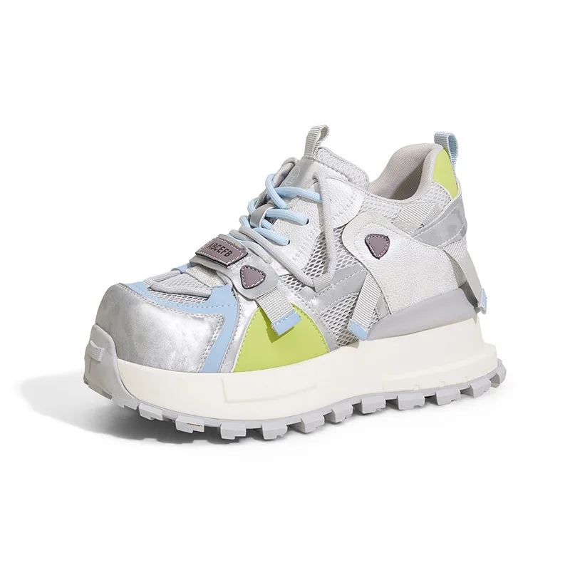 

8.5CM Wedge Heels Sneakers New Women's Spring Summer Breathable Mesh Thick Sole Dad Shoes Trendy Platform Sports Casual Shoes