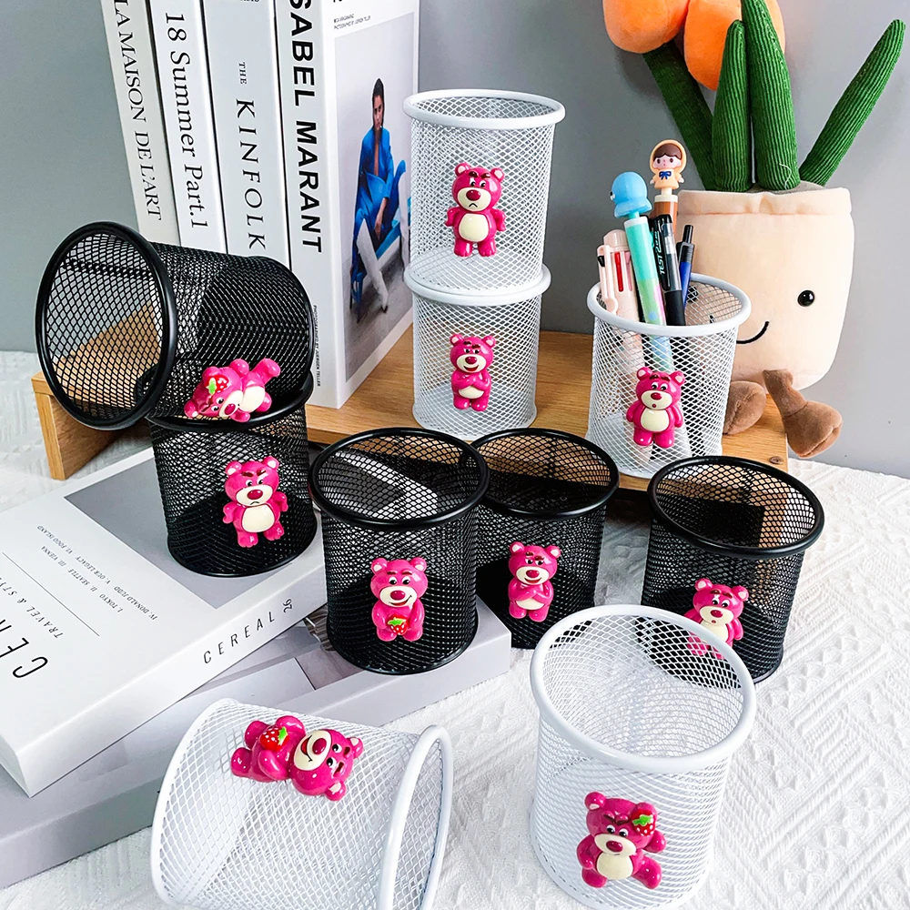 Cartoon Disney Winnie the Pooh Pen Holder, Playful Winnie the Pooh Makeup Holder, Kawaii Hollow Pen Holder Stationery Storage Bo