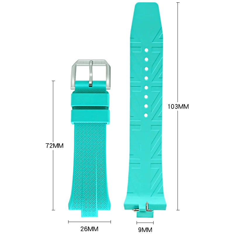 9x26mm Men Women Bracelet Soft Waterproof FKM Fluororubber Watch Strap For Citizen NJ0150 NJ0151ME Colorful series Watchband