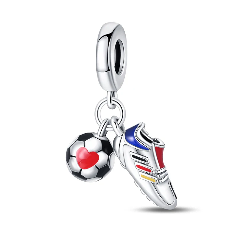 Colgante de plata 925 con forma de trofeo de la liga de fútbol para mujer, pulsera con abalorio artesanal, joyería creativa para amantes de la moda, nuevo regalo