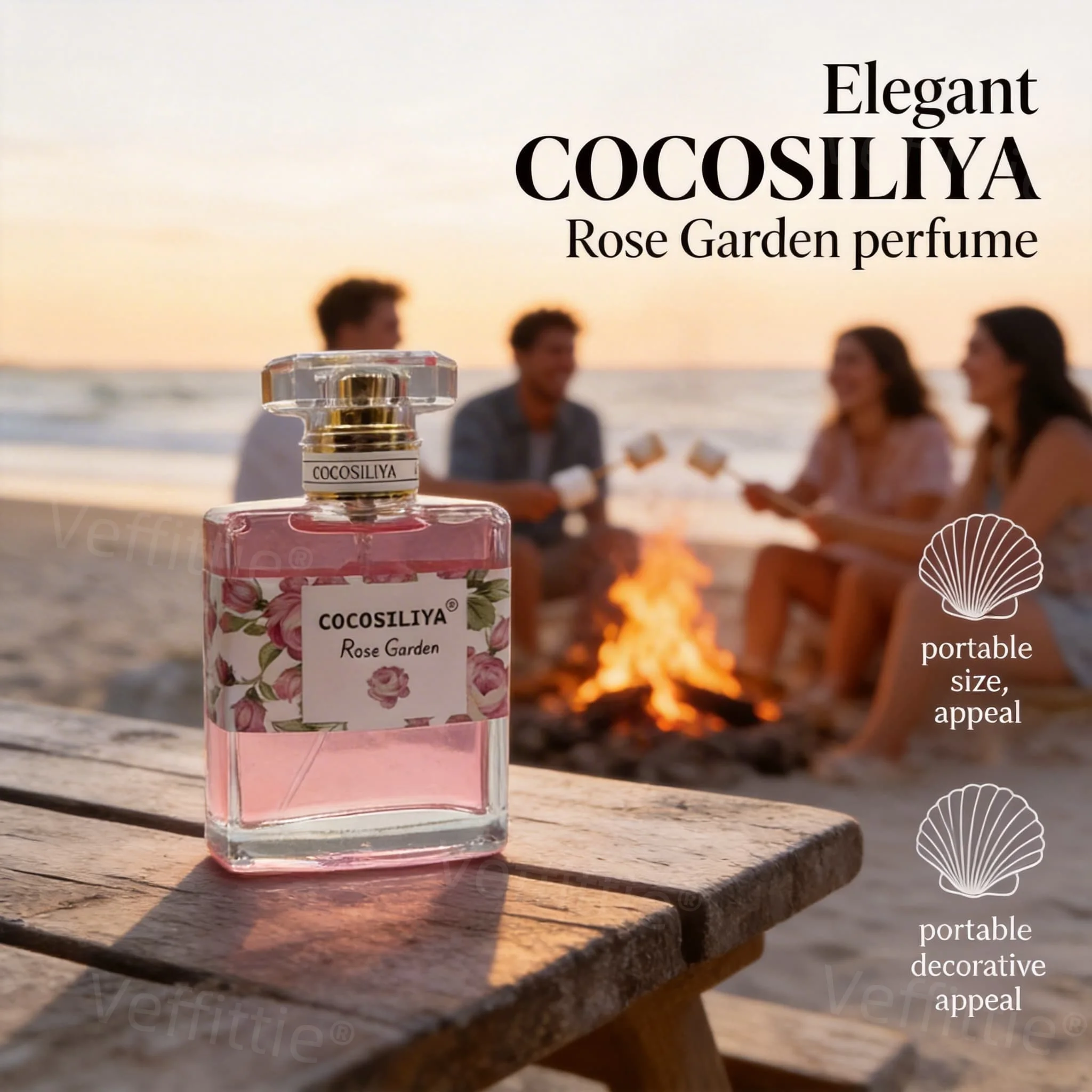 Vacation Rose Citrus-Woody Breeze Eau De Parfum, 50 ml, Botella Floral Rosa, Esencia Brillante de Pomelo y Limón para Viajes Relajantes