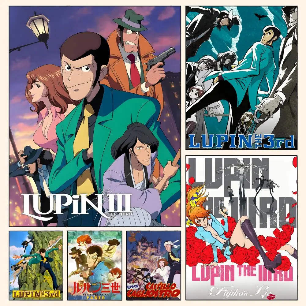 Lupin The Third And Mine Nifushi Manga Amine Poster Waterproof HD Modern Peel And Stick Wall Decor Living Room Dorm Garage