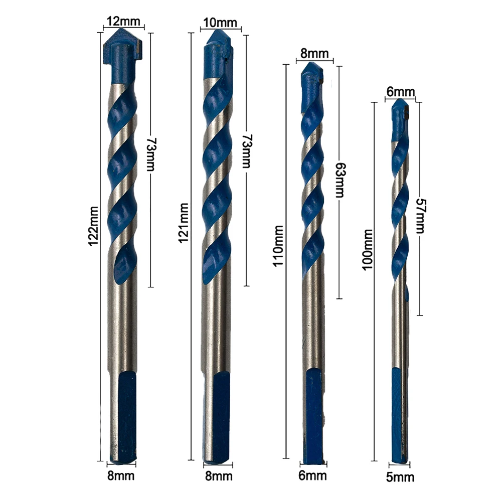 

brand new High quality Drill Bit 4PCS Brick Carbide Tip Drilling Glass Masonry Multipurpose Set Tile Wall Wood