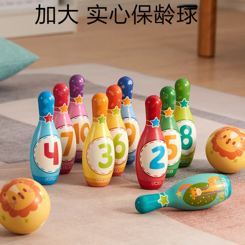 

Children's Bowling Toy Set Solid Cotton for Baby Parent-Child Sports 2 Baby 6 Educational Indoor Boy 1629