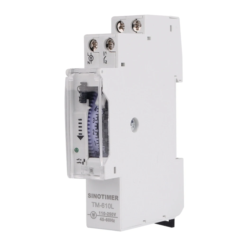 

TM610L 110V~250V AC Universal Input 15mins Interval 24 Hours Analog Timer Switch DIN Rail Installation with Indicator Light