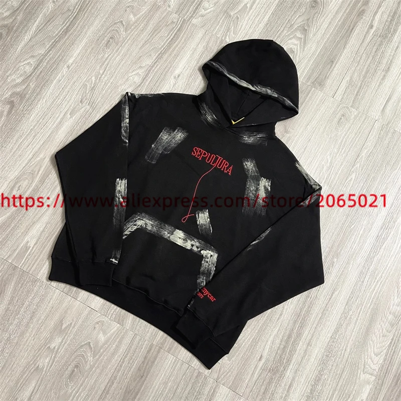 Washed Cardigan Damaged Hoodie Men Women 1:1 Best Quality Embroidery Hooded Hooded Pullovers