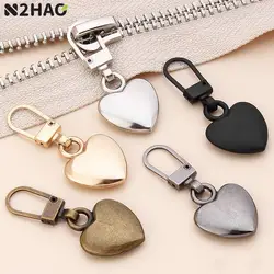 1pcs Detachable Metal Zipper Pullers Heart Shape Zipper Sliders Head Zipper Pull Tab Girl Clothes Bags Zippers Repair Kits DIY