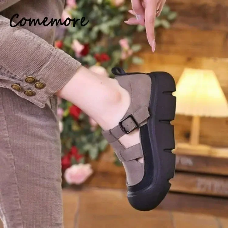 صندل مجوف بنعل سميك للنساء ، صنادل رياضية رومانية غير رسمية متعددة الاستخدامات بمقدمة مستديرة قابلة للتنفس ، موضة صيفية ، #4