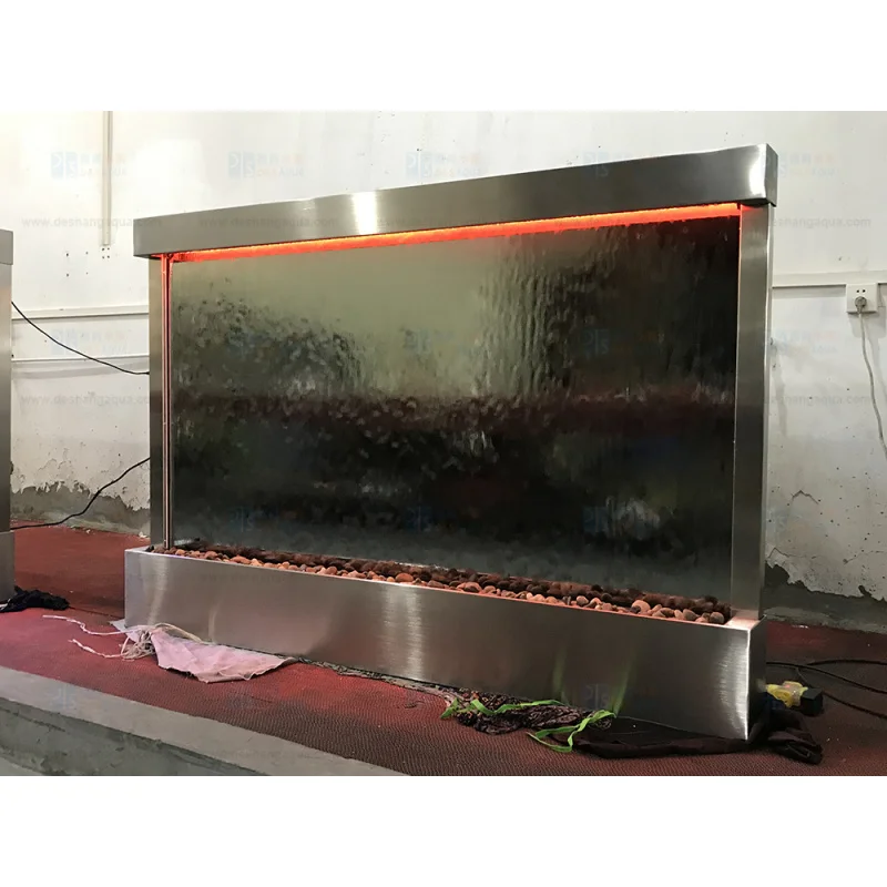 custom.1.83 Meters Wide by 1.22 Meters High Stainless Steel Frame Silver Mirror Indoor Waterfall Wall Mounted Garden Ornament