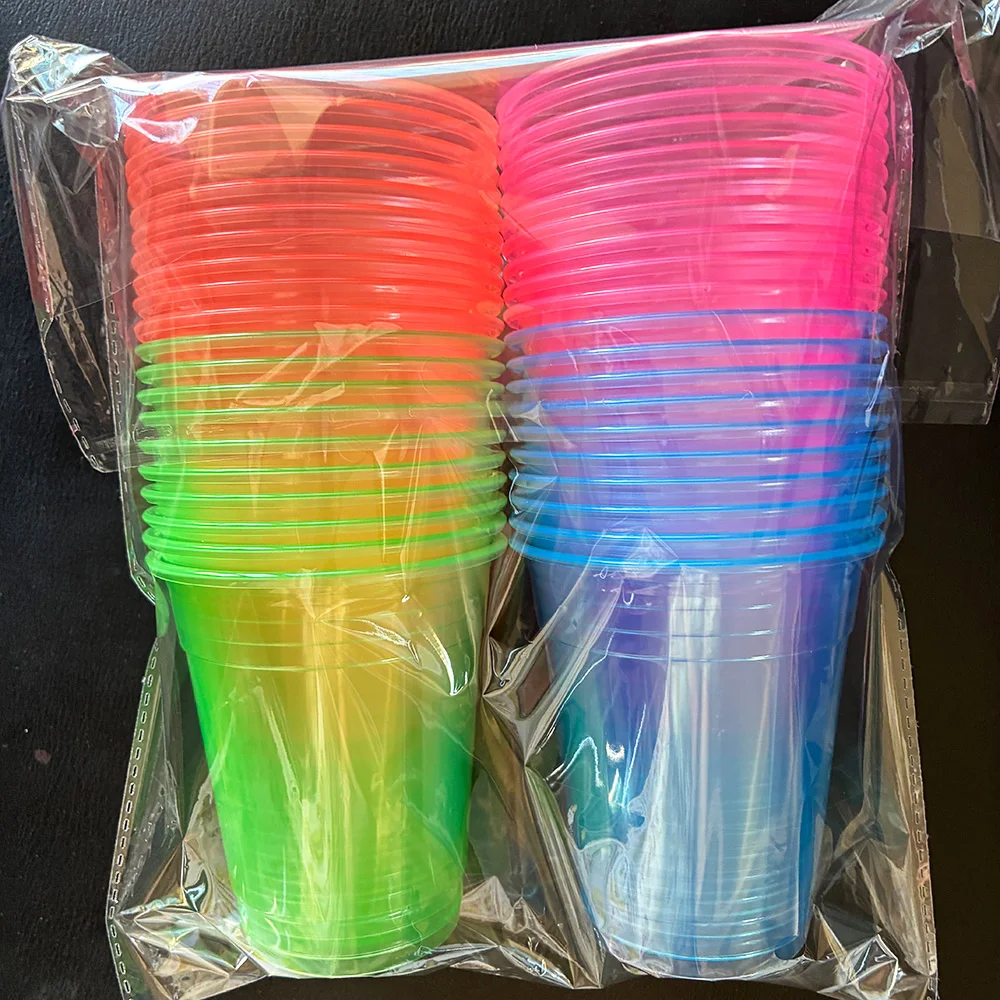 40 Uds. Tazas de fiesta brillantes para interiores y exteriores, diversión para eventos, tazas intermitentes iluminadas, suministros de decoración para eventos nocturnos