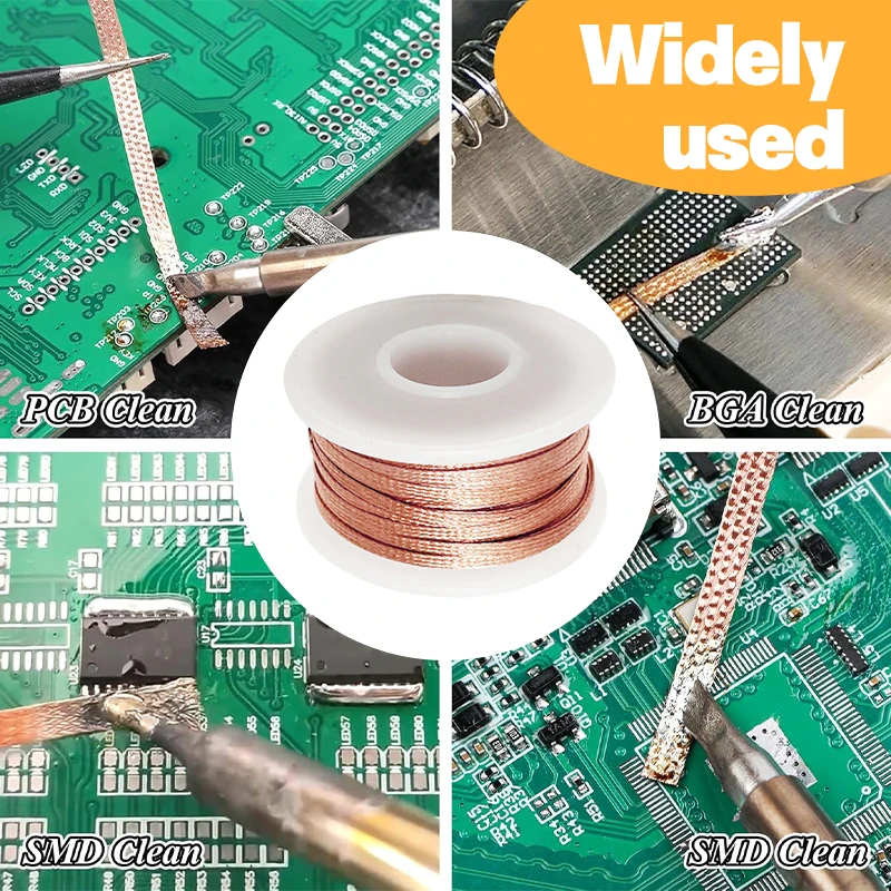 1.5/3/10m Desoldering Braid Tape Copper Welding Solder Remover 2-4.0mm Wire Soldering Wick Tin Lead Cord Flux BGA Repair Tool