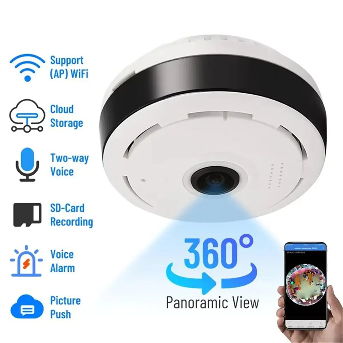

Y69A HD Wifi Panorama Camera 3MP Smart Home Security Camera 360° Panoramic Fisheye IP Cam Night Vision Surveillance Cam 32GB