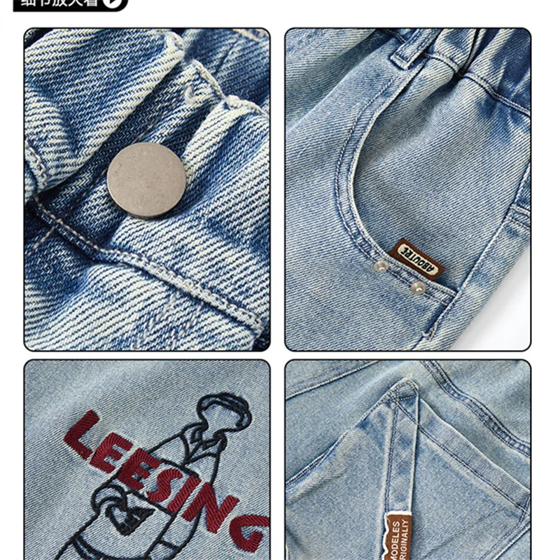 Hot Sale Kids Fashion Jeans With Letters For Boys Luxury Clothing Denim Pants Elegant Teenage Child Straight Fit Jeans Trousers