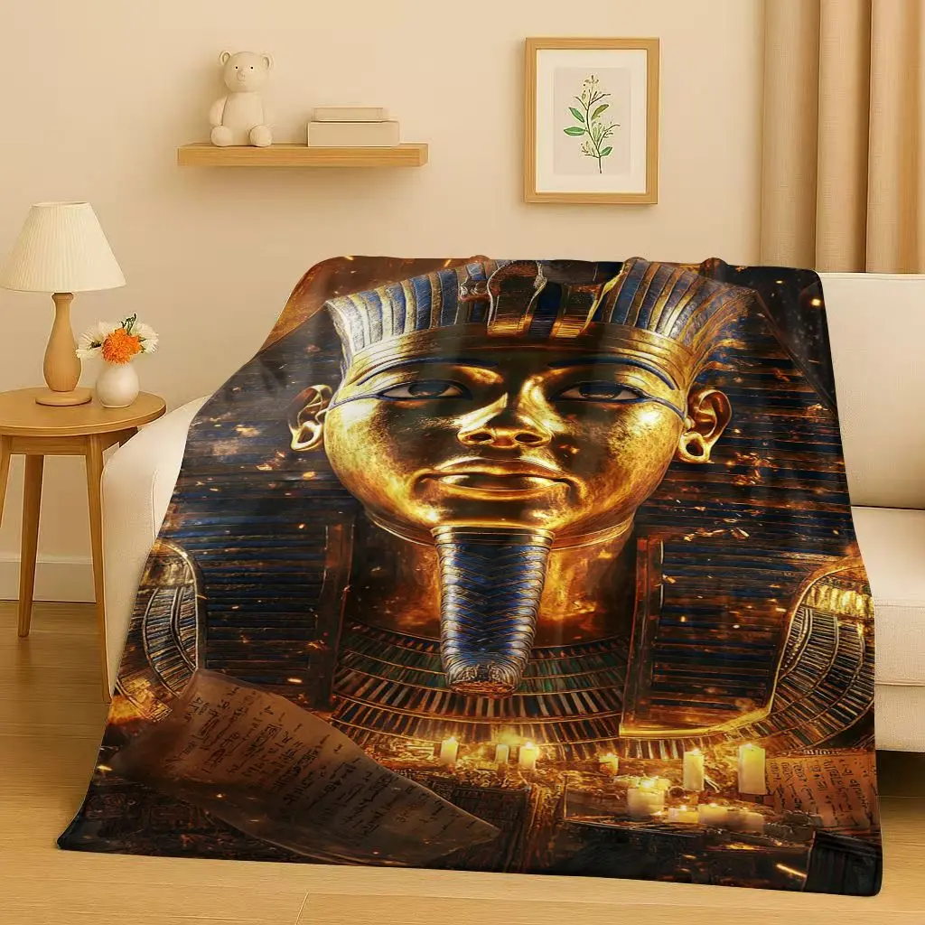 HD Dead God Anubis Pharaoh Ancient Egypt Mythology Cartoon Flannel Blanket,Ultra Soft Plush Throw for Home Bedroom Bed Sofa