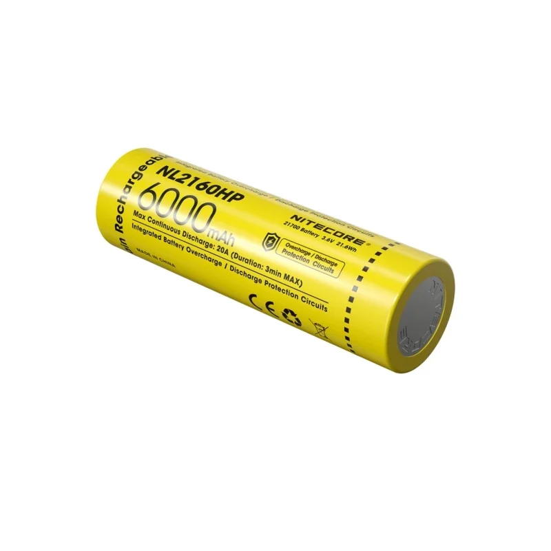 Imagem -03 - Bateria Recarregável Nitecore com Protegido por Nl2160hp 21700 6000mah Alto Desempenho Superior 20a 3.6v 21.6wh 20a