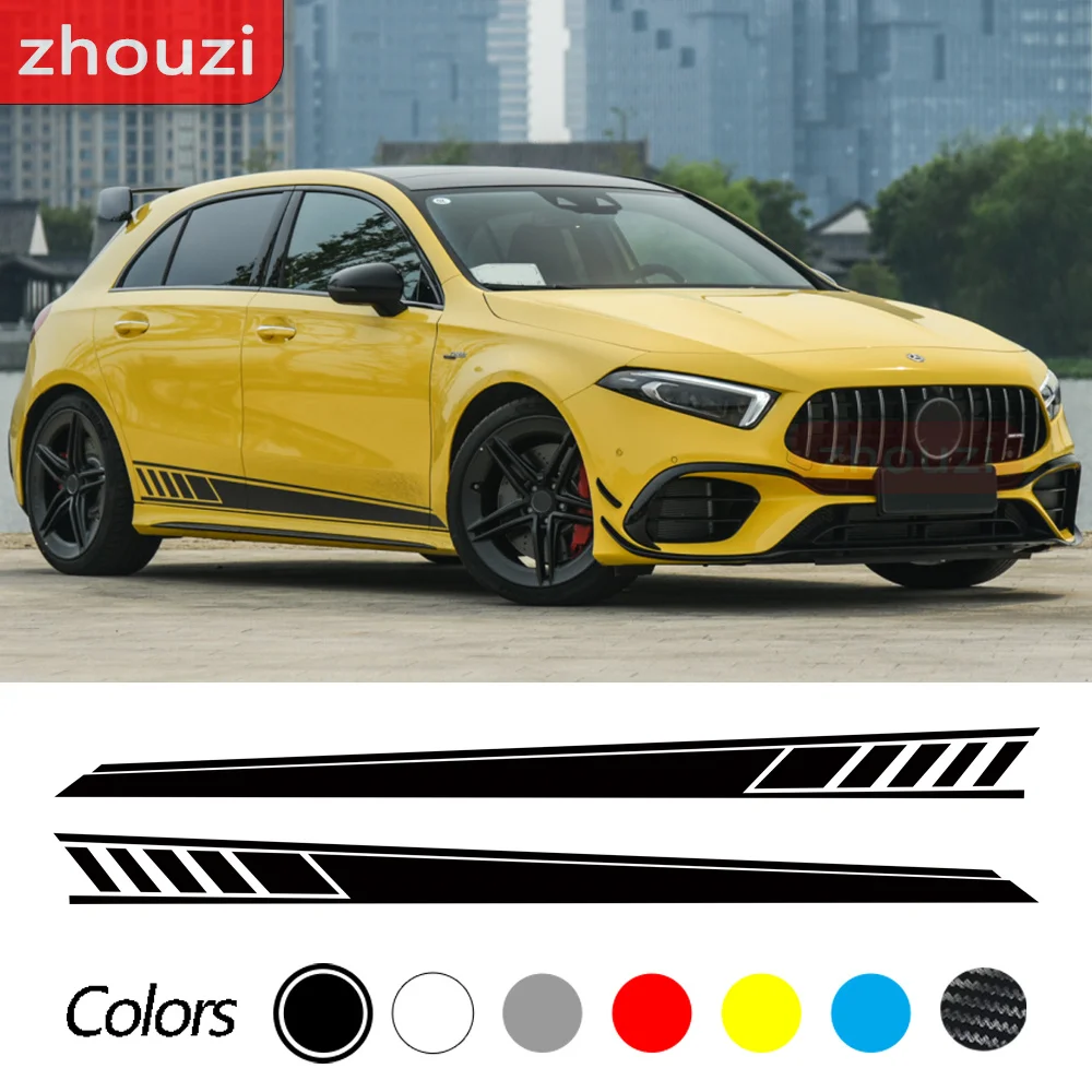 2 Pcs Car Door Side Stripes Skirt Sticker For Mercedes Benz W177 A Class AMG A35 4Matic A45 S 2018-Present A220 A250 Accessories