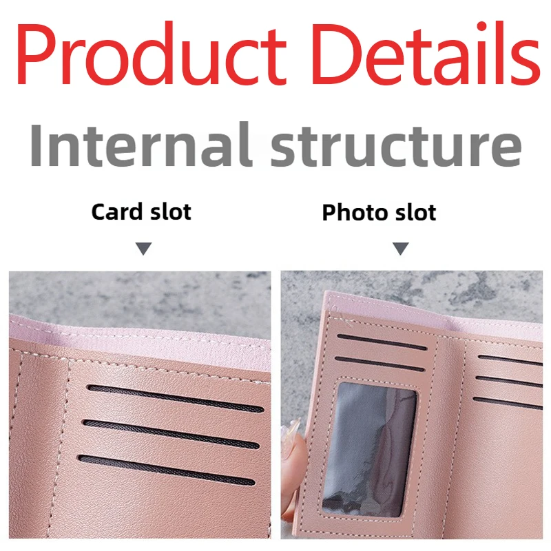 Chiikawa Short Wallet Mini Women Wallets Cartoon Photo ID Card Holder PU Leather Foldable Female Coin Purse Small Change Bag