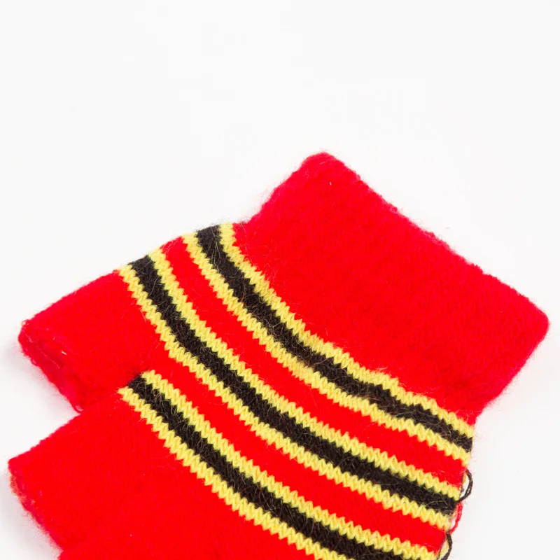 Striped Knitted Thick Warm Gloves Kids Winter Soft Mittens Children Half Finger Gloves 7-10 Years