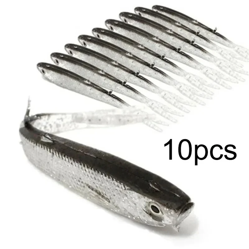 10pcs/Lot Soft Bait Fish Swimbait Fork Tail With Hook& Without Hooks Fishing Lure Artificial Silicone Bait Fishing Tackle Goods