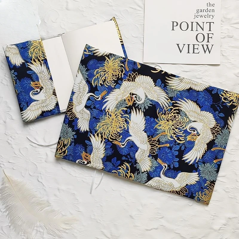【White Crane 】Original Handmade A5A6 Notebook Covers Protector Book Sleeve Crafted Fabric Products Diary Cover，in Stock