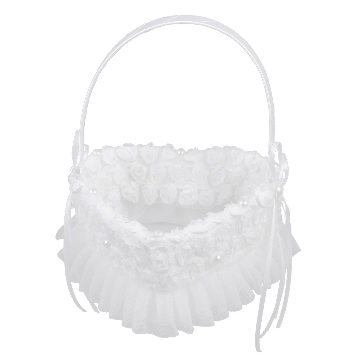 

Heart Shape Wedding Basket White Lifelike Flower Girl Basket Romantic Wedding Ceremony Supplies Flower Girl Baskets