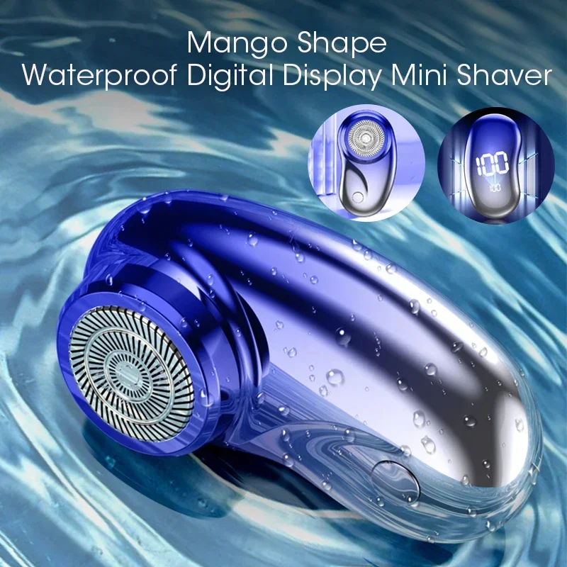 Mini Afeitadora eléctrica portátil para hombre, afeitadora inalámbrica con pantalla Digital de potencia, resistente al agua, afeitadora de barba para cara y cuerpo