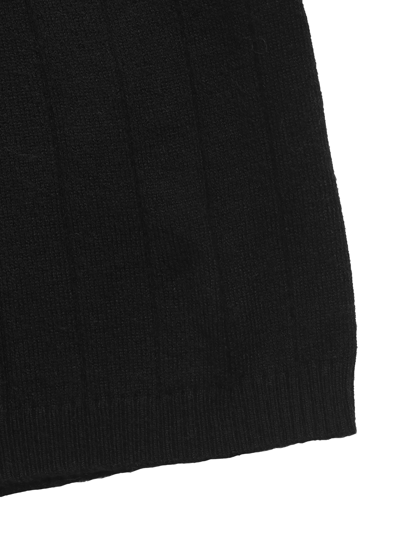 Damski czarny sweter z dekoltem w serek, prążkowany, dzianinowy, z długim rękawem, dopasowany, na jesień i zimę, do noszenia na co dzień.