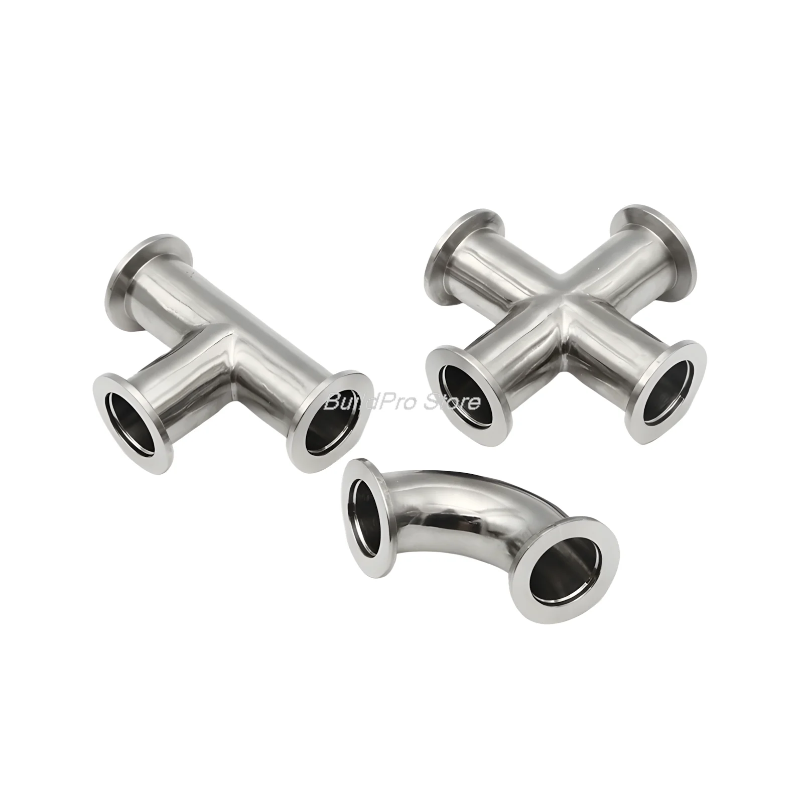 Sanitary Vacuum KF Flange Joints - 304 Steel KF16/KF25/KF40/KF50 Elbow/Tee/Four-Way High-Pressure Clamp Vacuum System