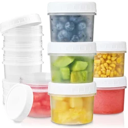 Food Storage Jars with Screw Lids, Stackable Small Plastic Freezer Storage Food Containers for Jam and Puree, Reusable Plastic