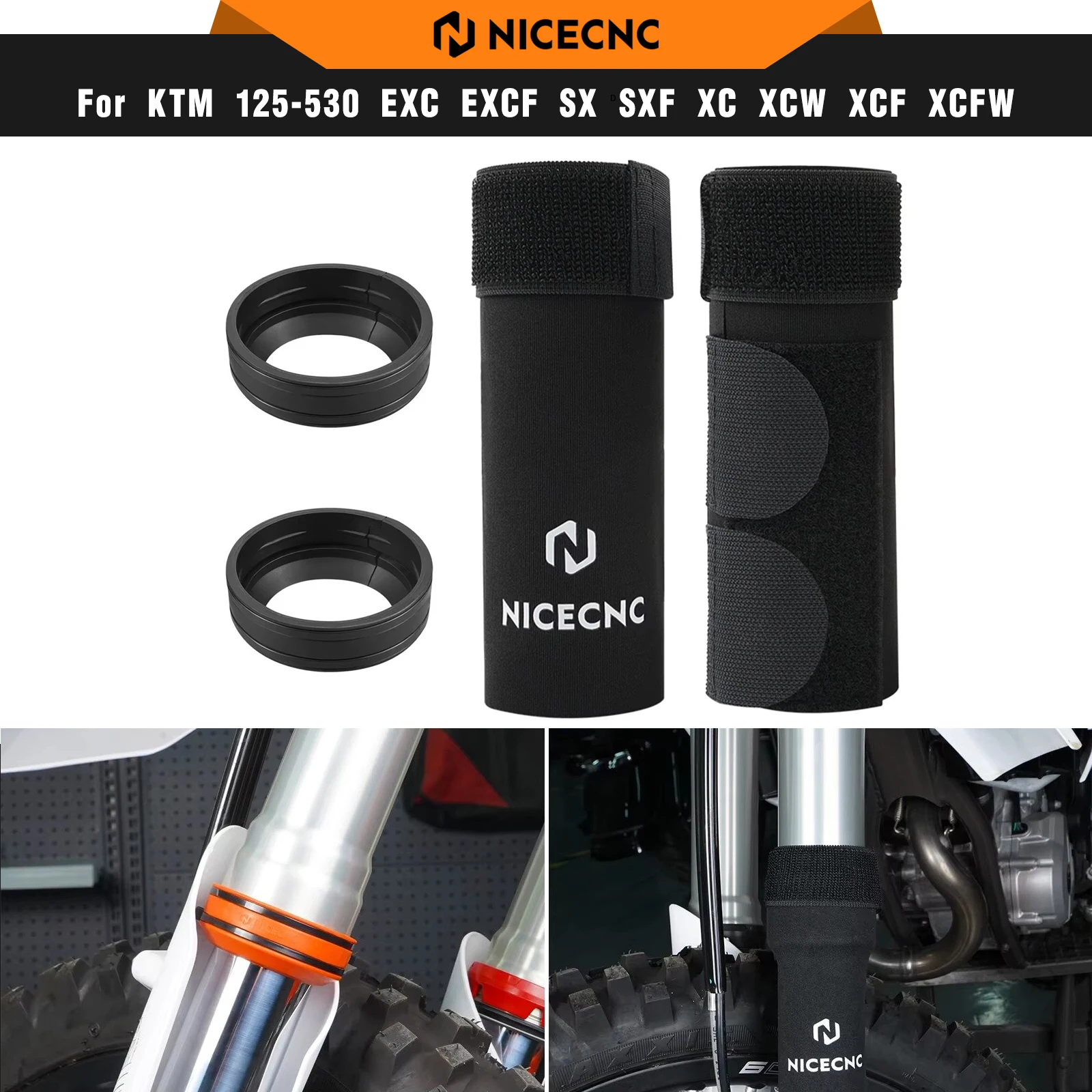 NICECNC For Husqvarna TE 300 250 FE 350 450 501 2014-2024 Front Fork Sock Seal Protector Mud Scraper For Sherco SE 300 2012-2015