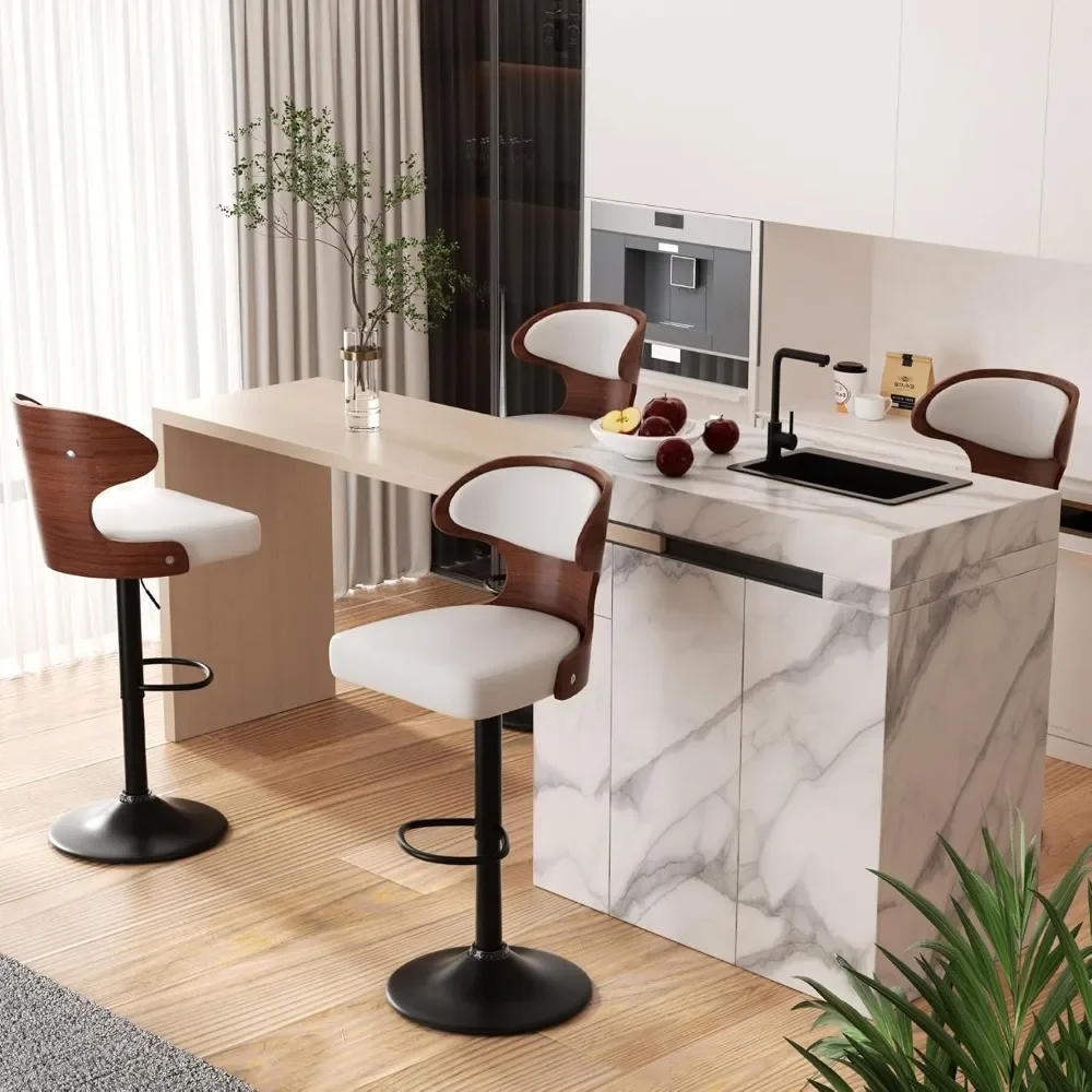 

Swivel Barstools with Back Bar Stools 24.5-33.5IN & Footrest - PU Leather Upholstered Bar Chair for Bar, Kitchen, Dining Roo