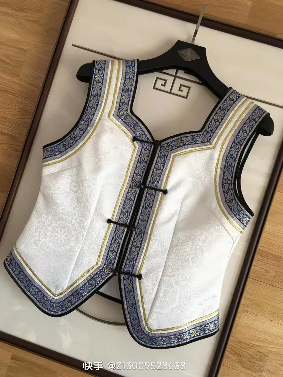Mongolian Clothing Women's Autumn and Winter Ladies Fit Vest Casual Clothes Daily Characteristics Waistcoat Short