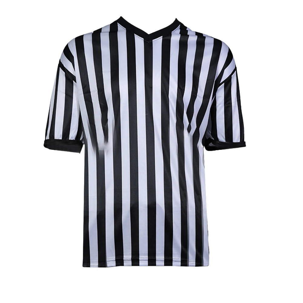 1PC Striped Referee Shirt Men's Basketball Soccer Football V-Neck Referee Shirt Sweat Wicking Short Sleeve T Shirt For Women Men