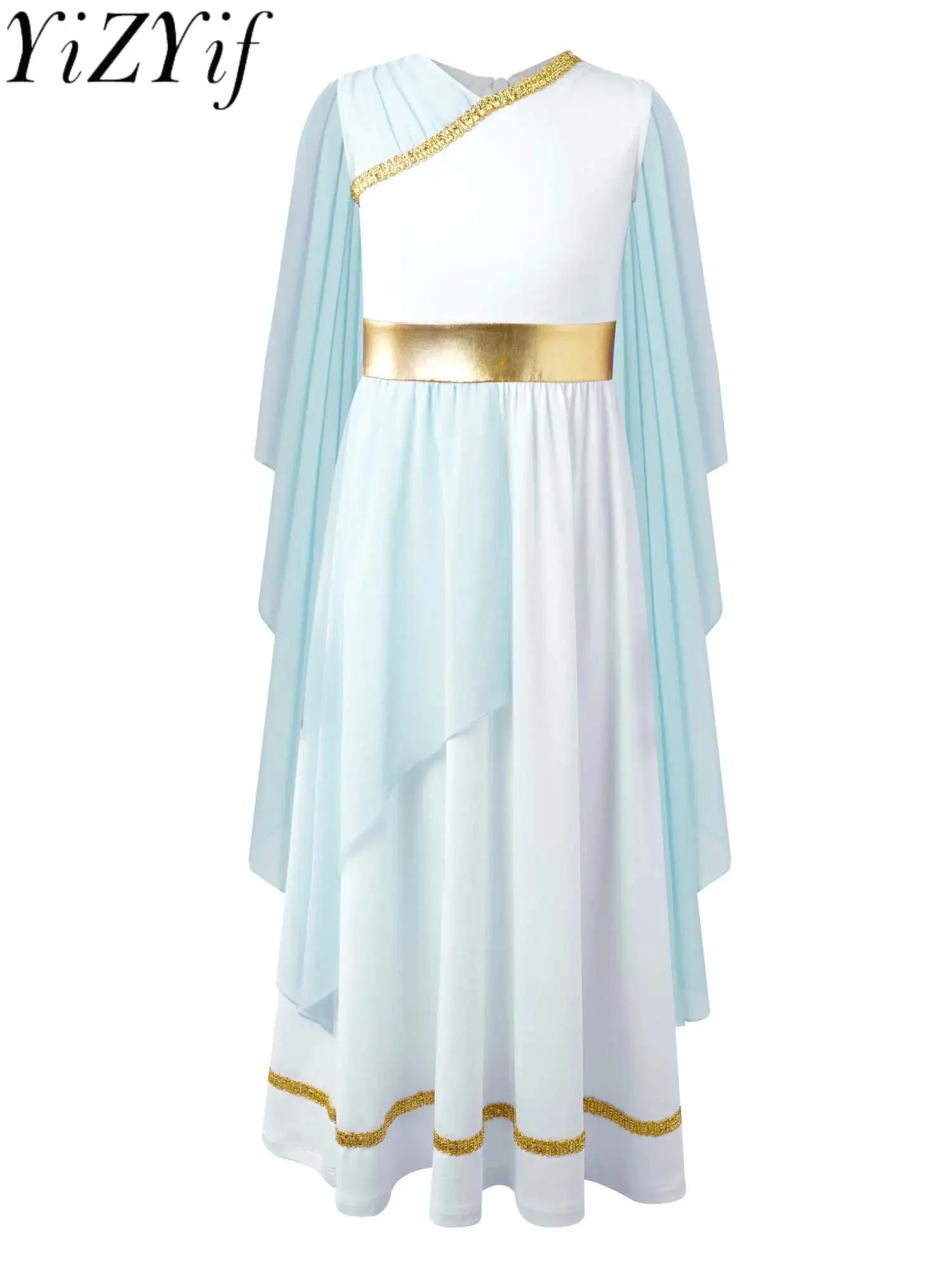 

Kids Girls Ancient Greek Toga Costume Halloween Party Roman Grecian Athena Princess Cosplay Sleeveless Shawls Tulle Gown Dress