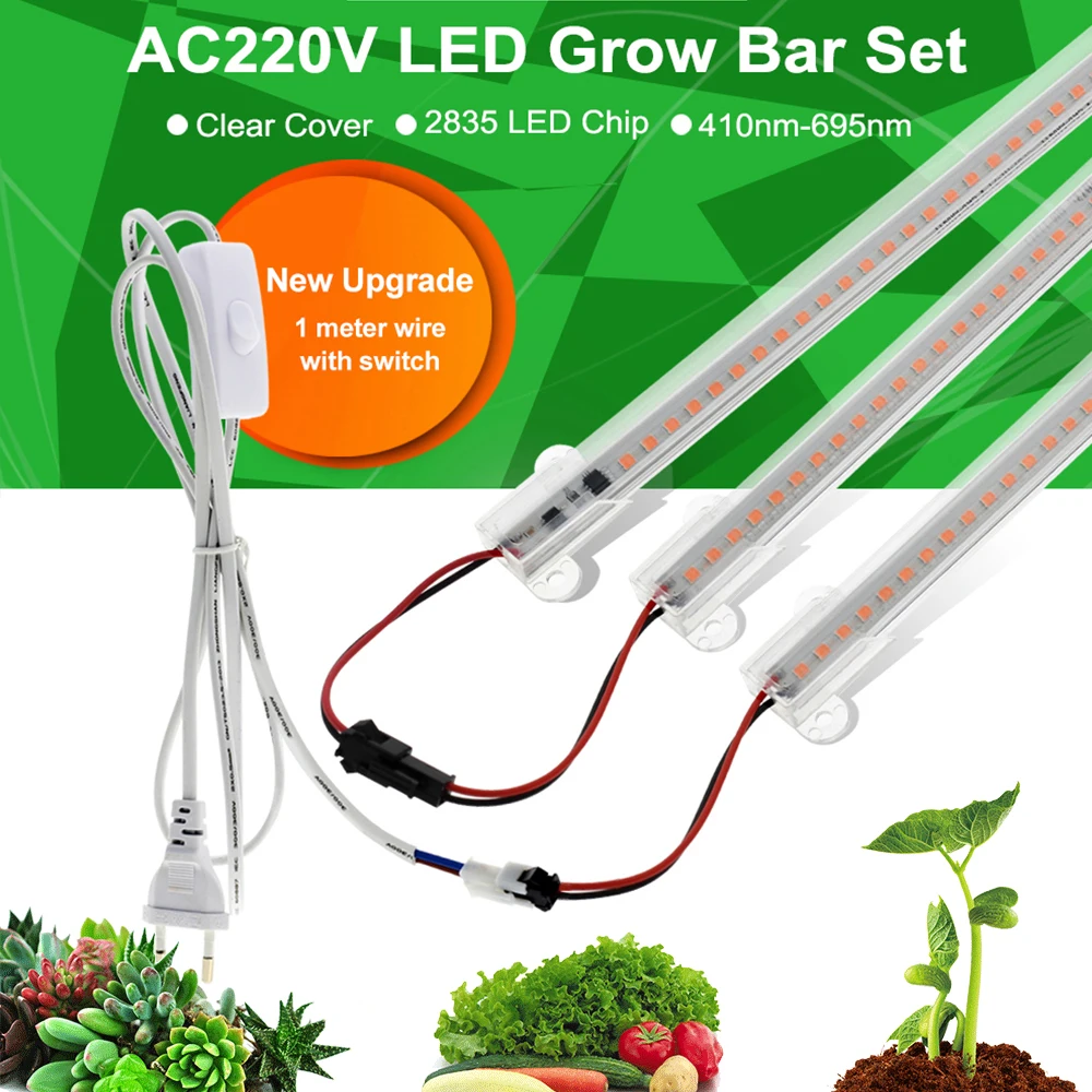 LED Grow Bar Light Full Spectrum Phytolamp 220V 7W Grow Lamp LED Tube for Indoor Plants Hydroponics Greenhouse Tent Seedlings