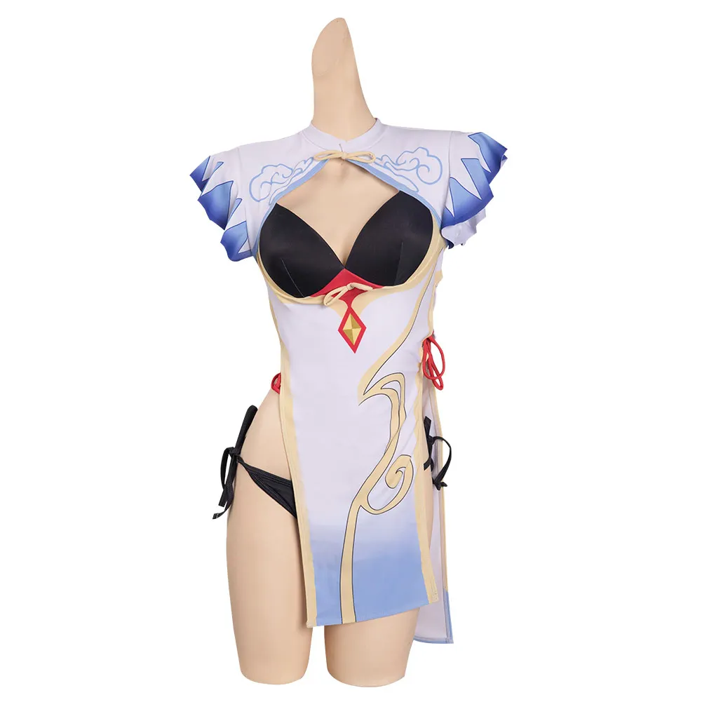 Genshin Impact Keqing Wanderer Cosplay Costume Swimsuits Bikini Top Shorts Girls Swimwear Halloween Carnival Party Disguise Suit